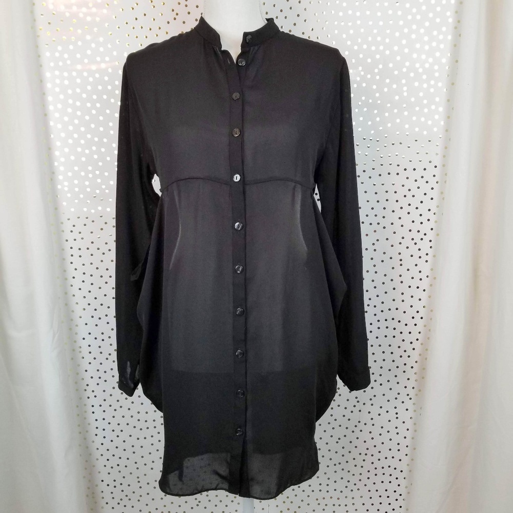 UO Silence & Noise Sheer Button Up Cut-Out Dress
